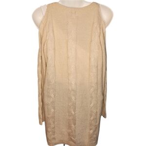 Charlotte Russe Cable Knit Open Shoulder Cream Style Sweater Size M
